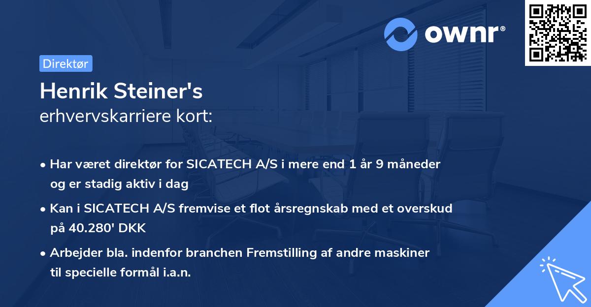 Henrik Steiner's erhvervskarriere kort