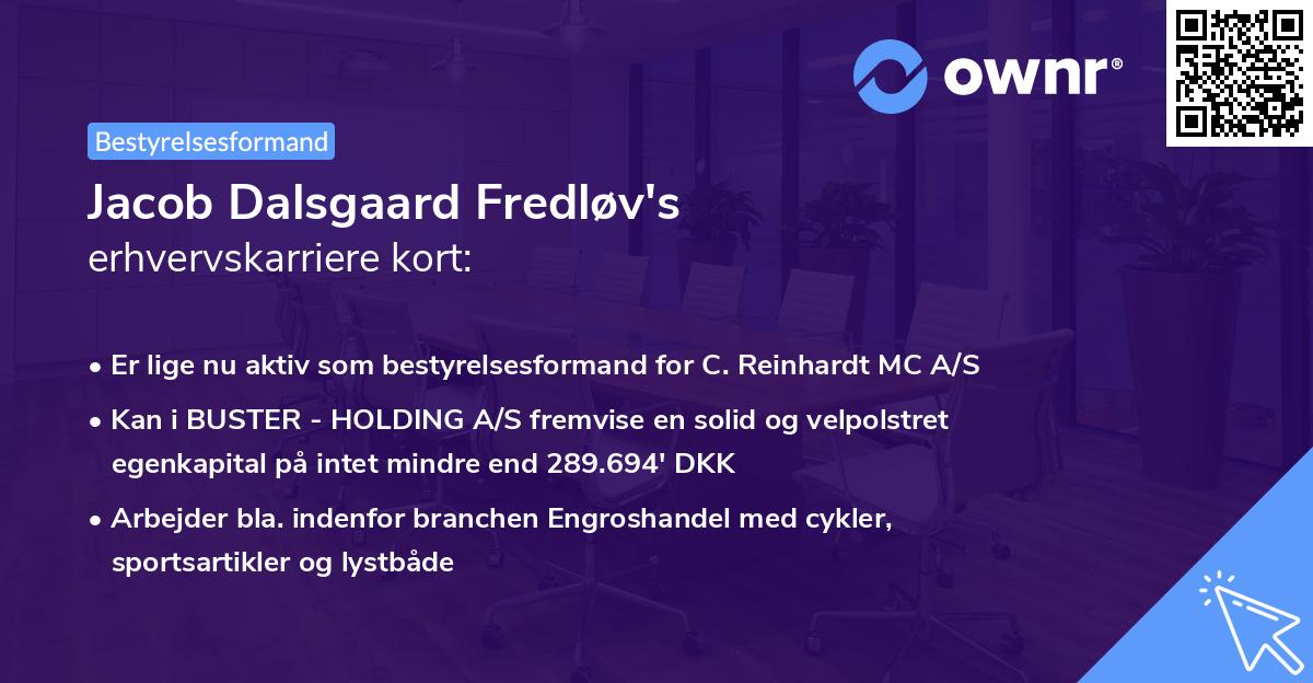 Jacob Dalsgaard Fredløv's erhvervskarriere kort