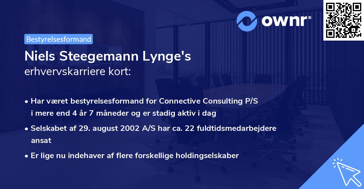 Niels Steegemann Lynge's erhvervskarriere kort