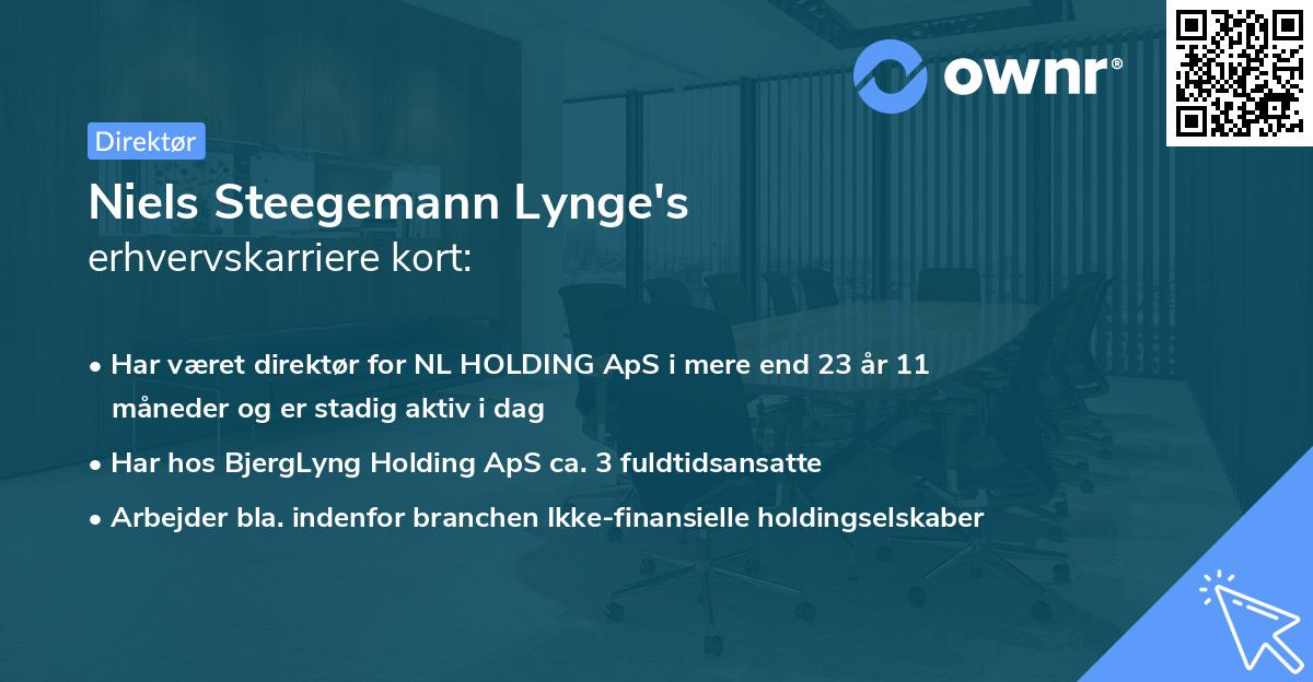 Niels Steegemann Lynge's erhvervskarriere kort
