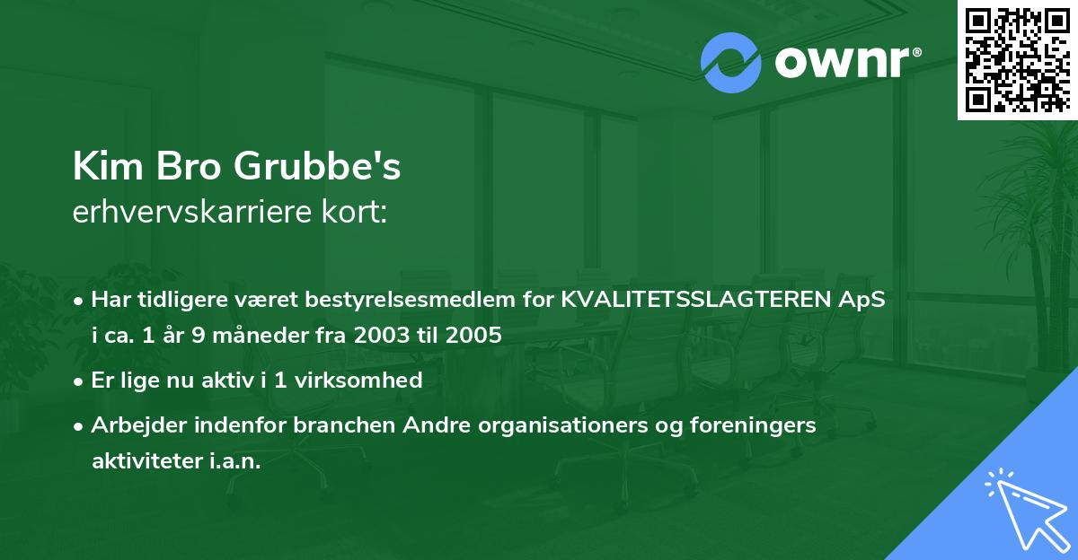 Kim Bro Grubbe's erhvervskarriere kort