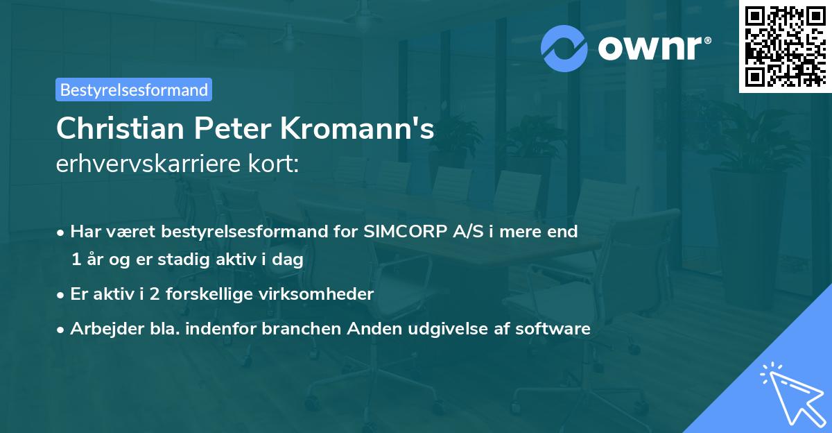 Christian Peter Kromann's erhvervskarriere kort