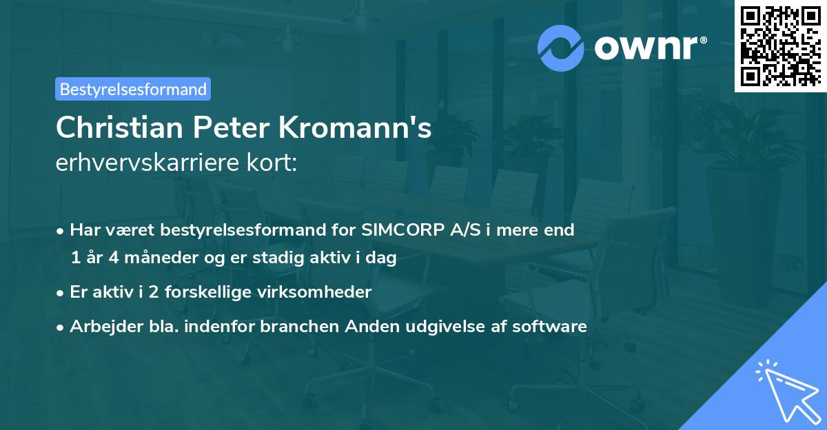 Christian Peter Kromann's erhvervskarriere kort