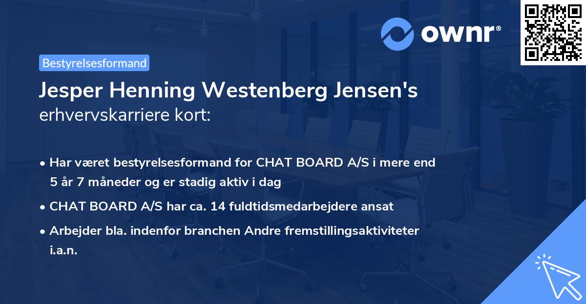 Jesper Henning Westenberg Jensen's erhvervskarriere kort