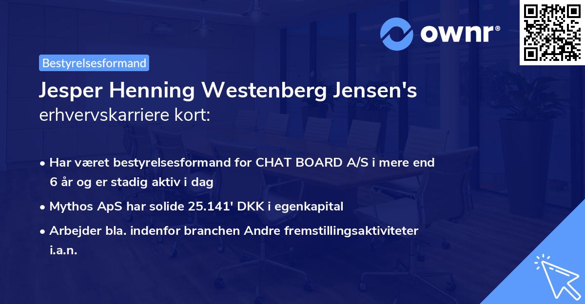 Jesper Henning Westenberg Jensen's erhvervskarriere kort