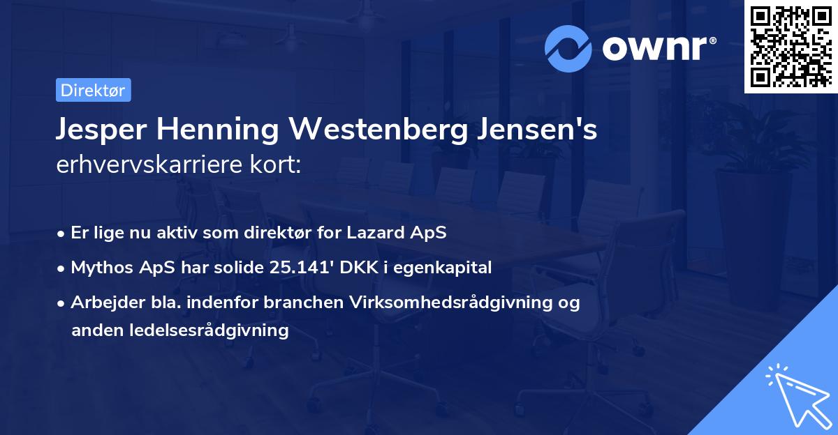 Jesper Henning Westenberg Jensen's erhvervskarriere kort
