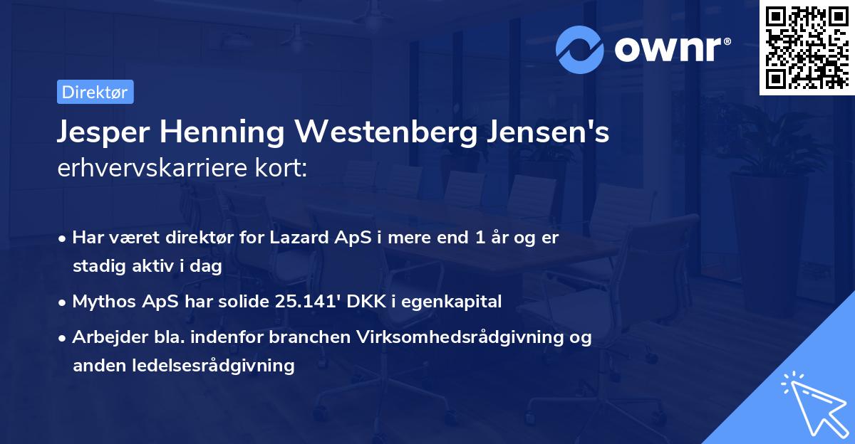 Jesper Henning Westenberg Jensen's erhvervskarriere kort