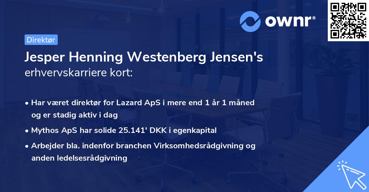 Jesper Henning Westenberg Jensen's erhvervskarriere kort