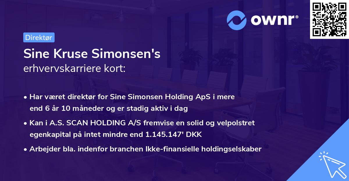 Sine Kruse Simonsen's erhvervskarriere kort