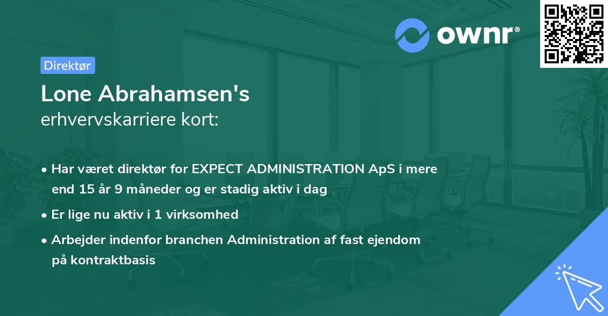 Lone Abrahamsen's erhvervskarriere kort