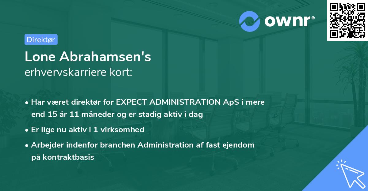 Lone Abrahamsen's erhvervskarriere kort