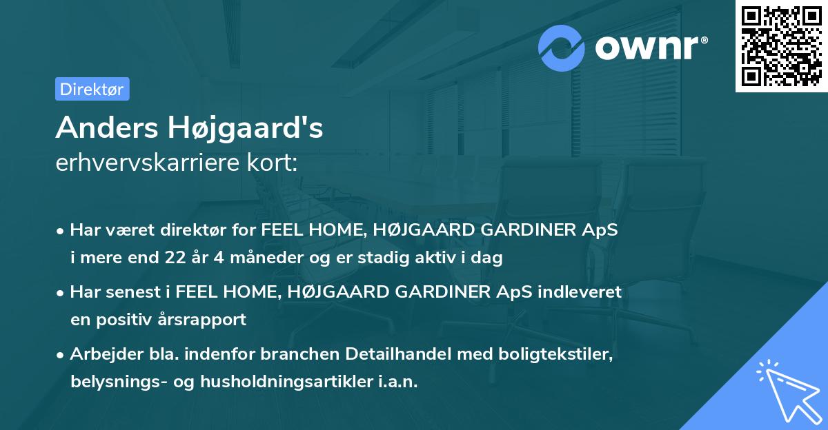 Anders Højgaard's erhvervskarriere kort
