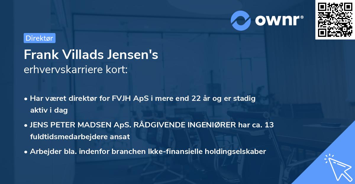 Frank Villads Jensen's erhvervskarriere kort