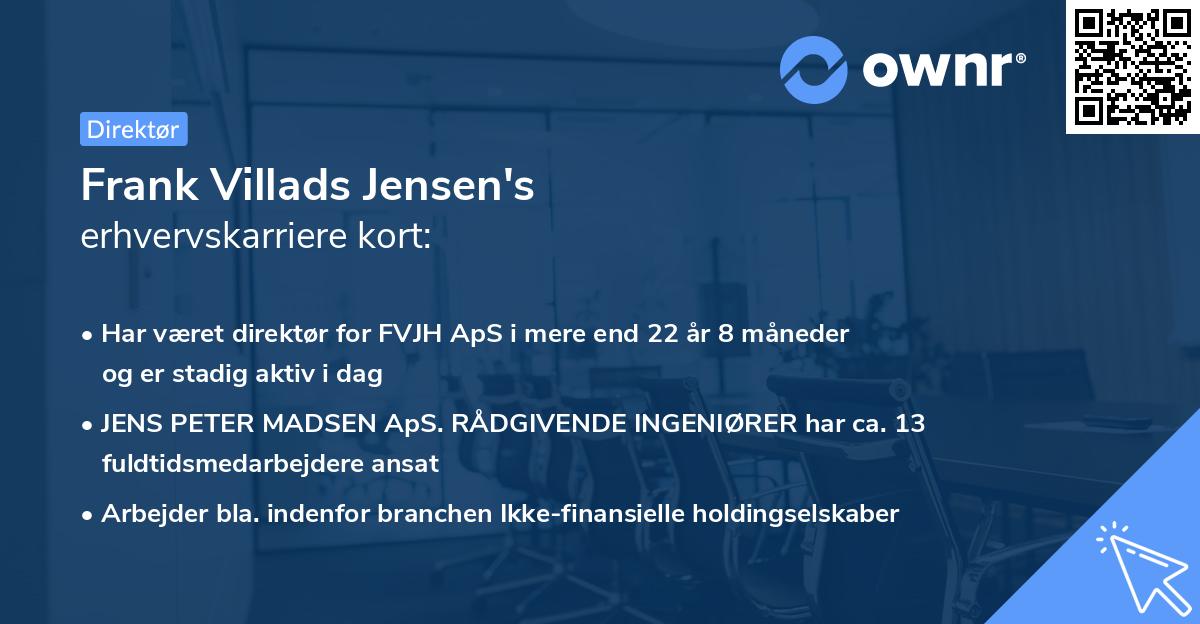 Frank Villads Jensen's erhvervskarriere kort