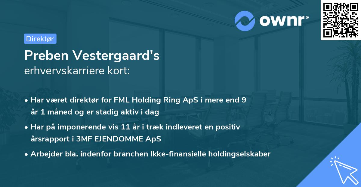 Preben Vestergaard's erhvervskarriere kort