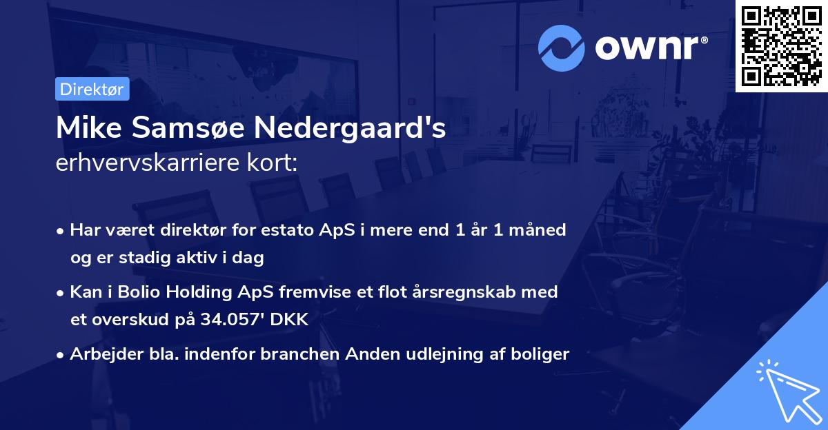 Mike Samsøe Nedergaard's erhvervskarriere kort
