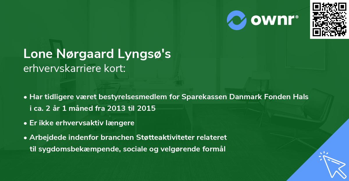 Lone Nørgaard Lyngsø's erhvervskarriere kort