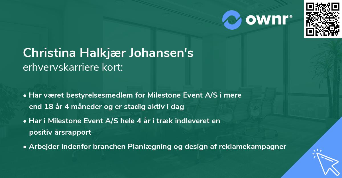 Christina Halkjær Johansen's erhvervskarriere kort