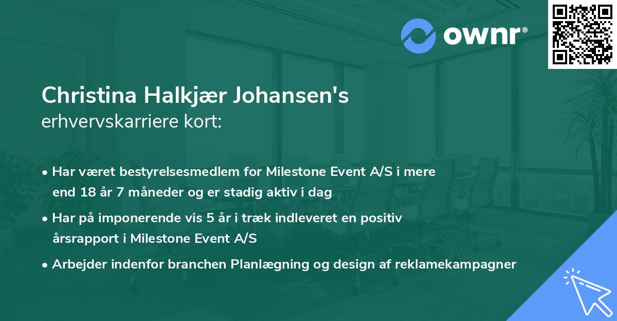 Christina Halkjær Johansen's erhvervskarriere kort