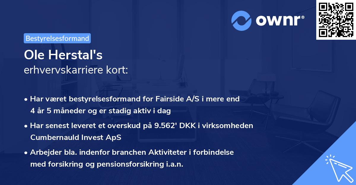 Ole Herstal's erhvervskarriere kort