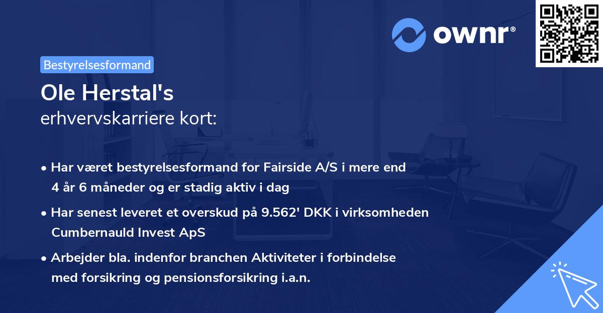 Ole Herstal's erhvervskarriere kort