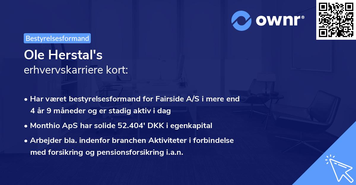Ole Herstal's erhvervskarriere kort