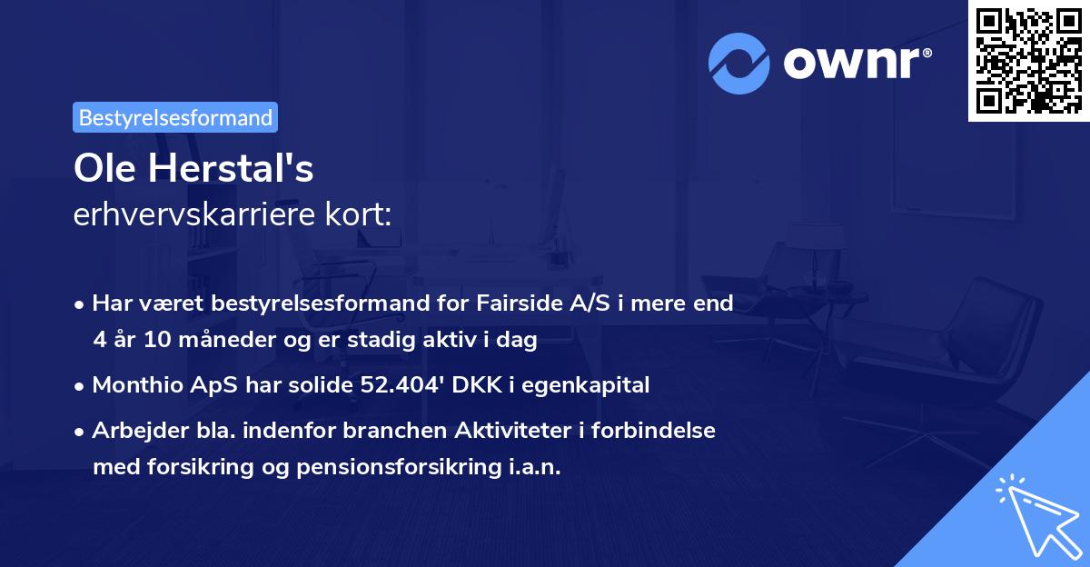 Ole Herstal's erhvervskarriere kort