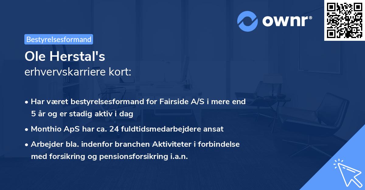 Ole Herstal's erhvervskarriere kort