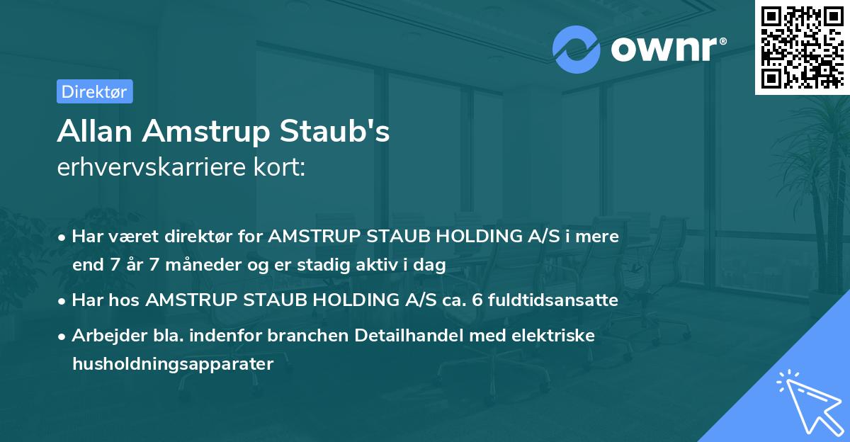 Allan Amstrup Staub's erhvervskarriere kort