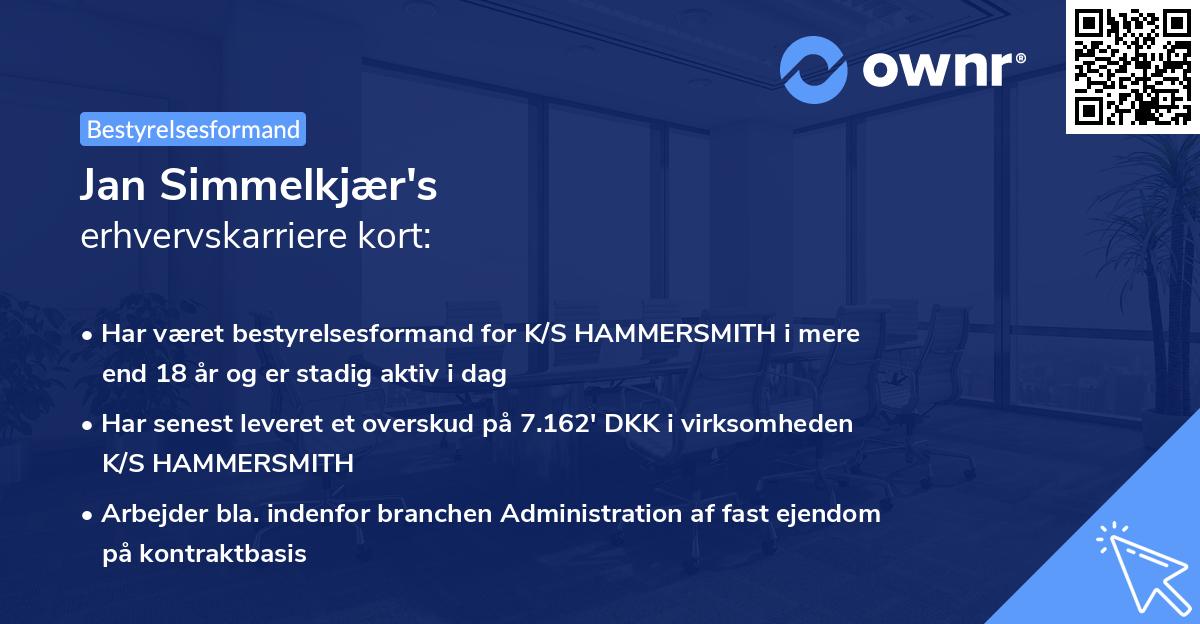 Jan Simmelkjær's erhvervskarriere kort