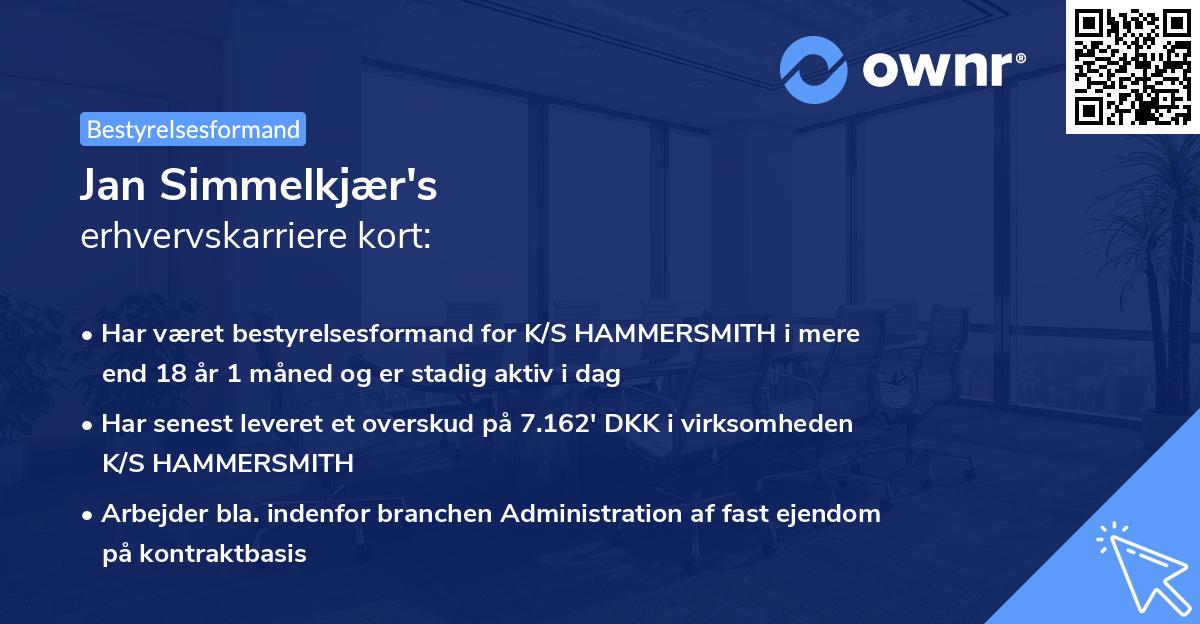 Jan Simmelkjær's erhvervskarriere kort