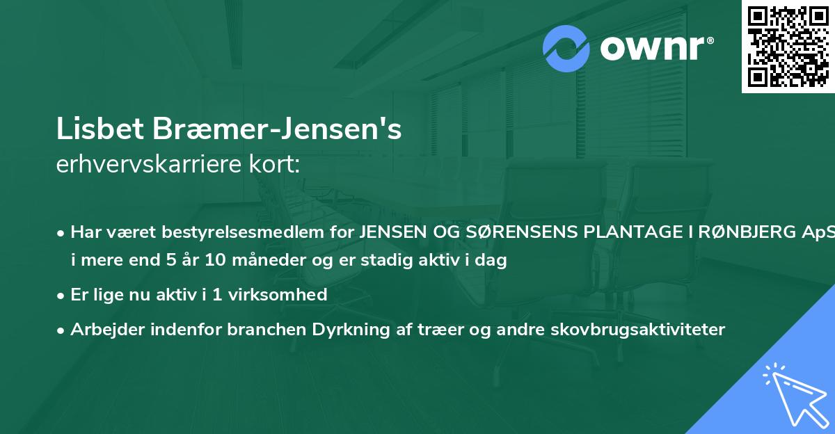 Lisbet Bræmer-Jensen's erhvervskarriere kort
