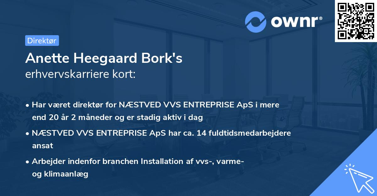 Anette Heegaard Bork's erhvervskarriere kort