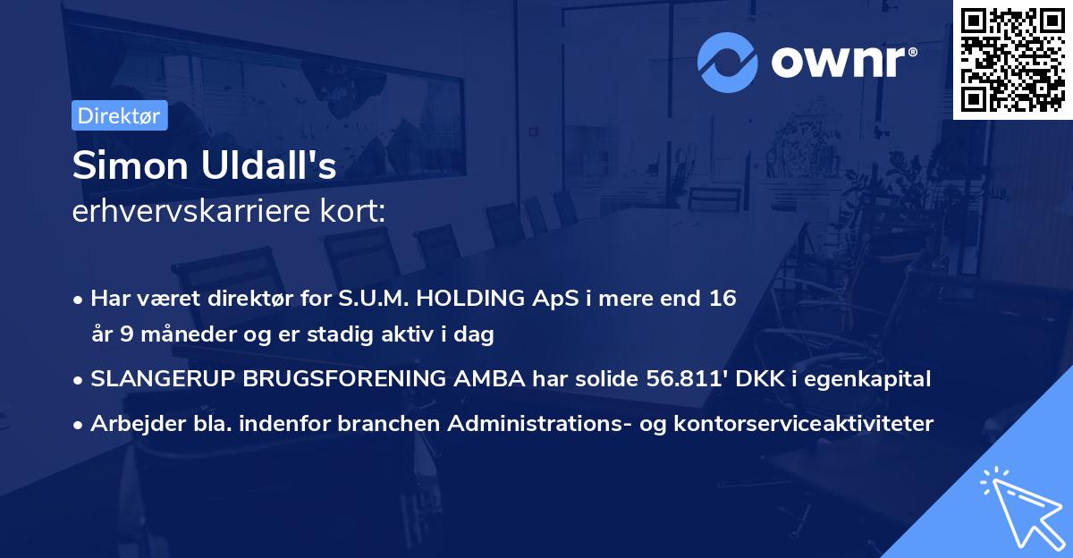 Simon Uldall's erhvervskarriere kort