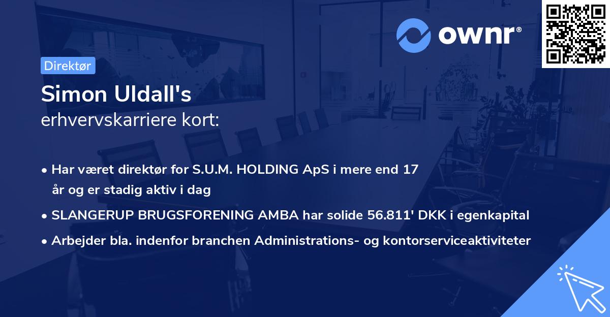 Simon Uldall's erhvervskarriere kort