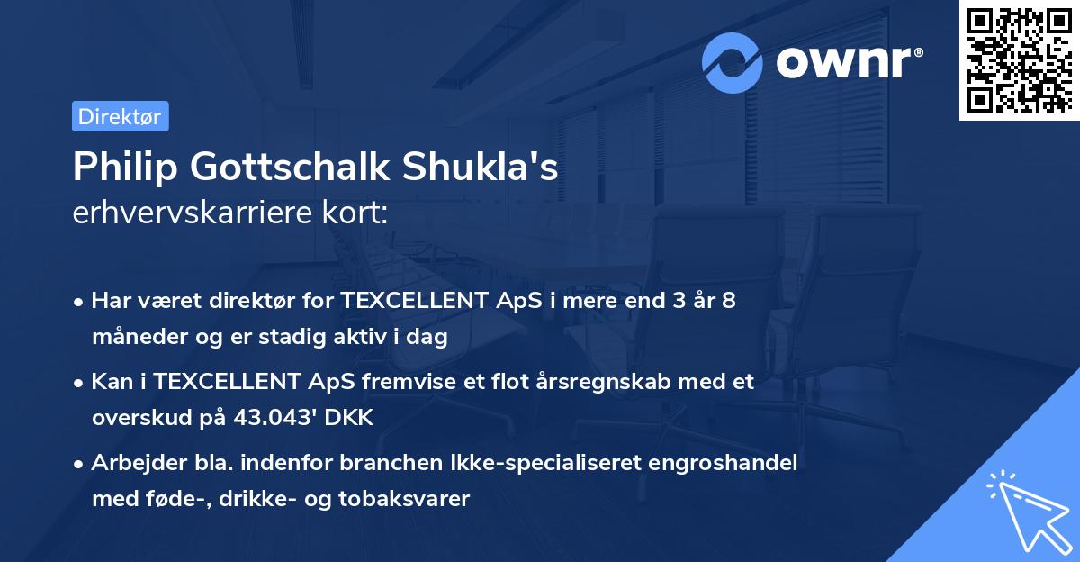 Philip Gottschalk Shukla's erhvervskarriere kort