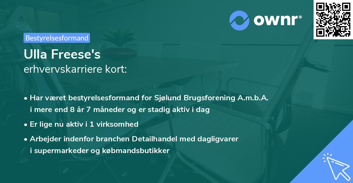 Ulla Freese's erhvervskarriere kort
