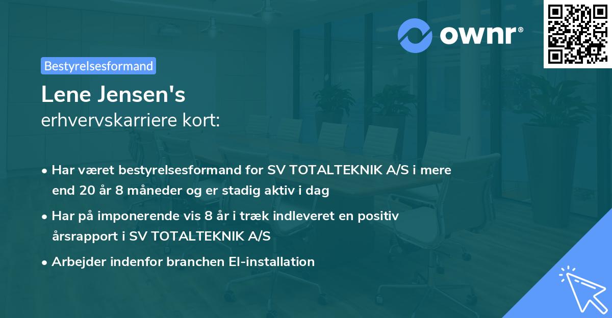 Lene Jensen's erhvervskarriere kort