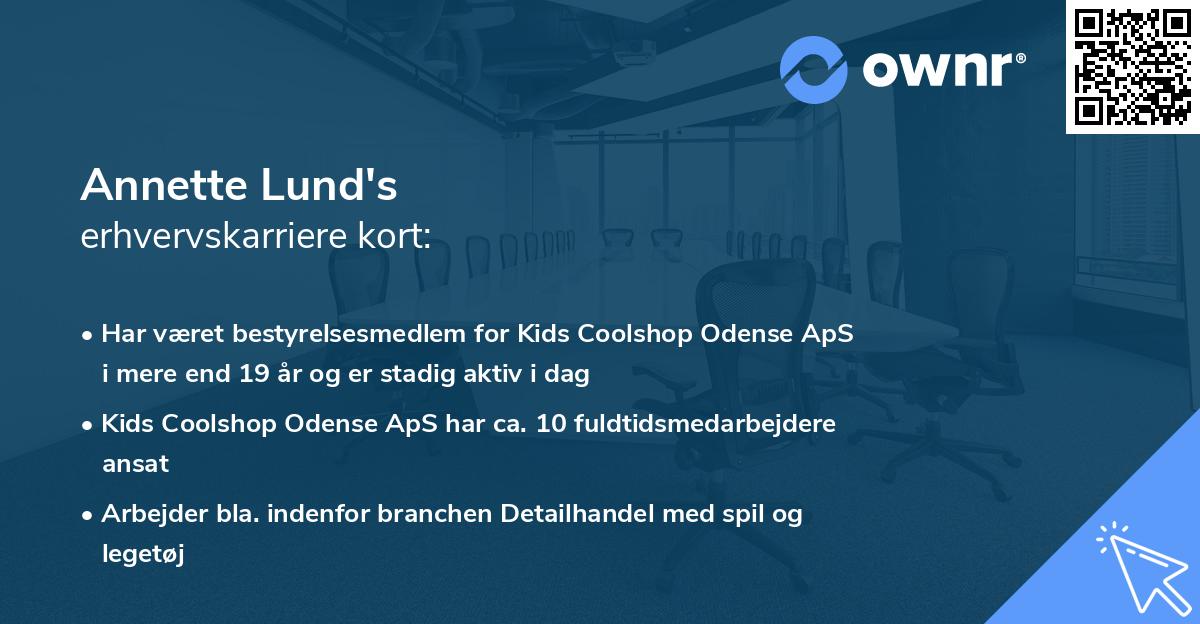 Annette Lund's erhvervskarriere kort