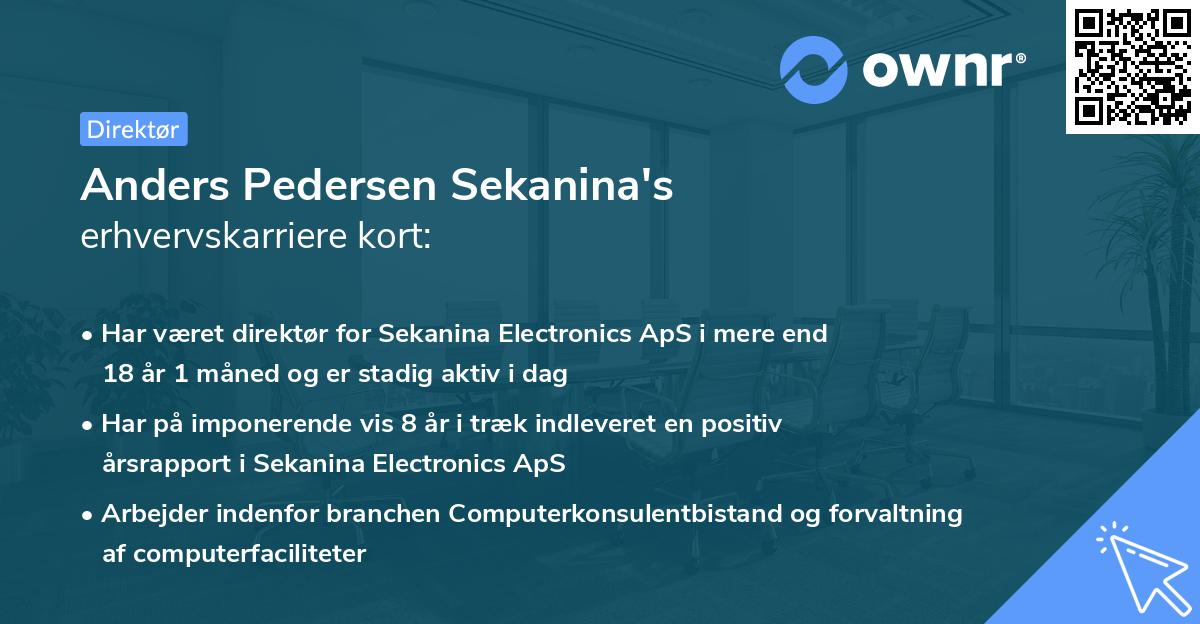 Anders Pedersen Sekanina's erhvervskarriere kort