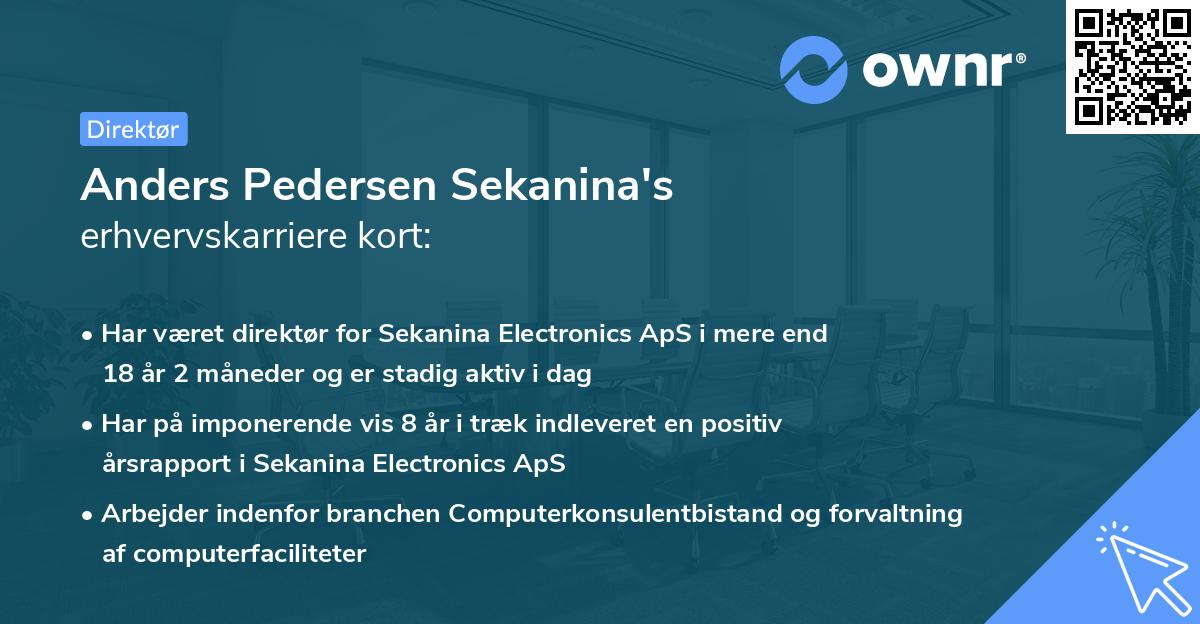 Anders Pedersen Sekanina's erhvervskarriere kort