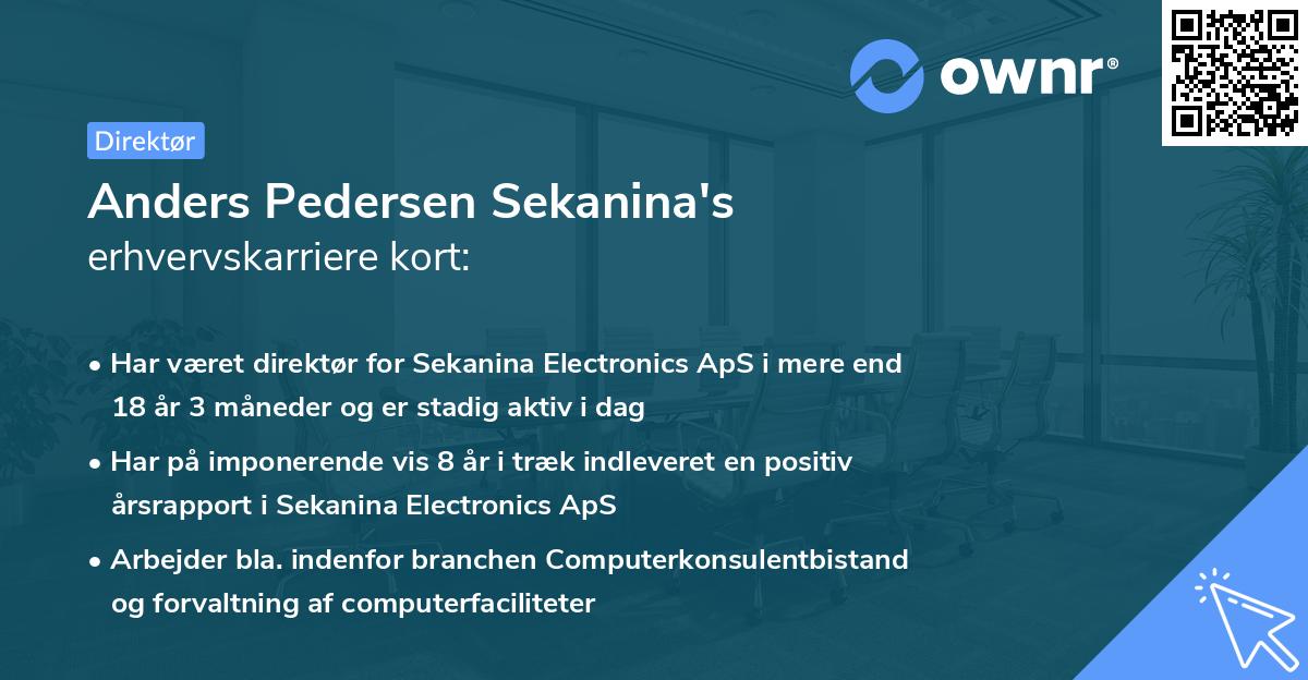 Anders Pedersen Sekanina's erhvervskarriere kort