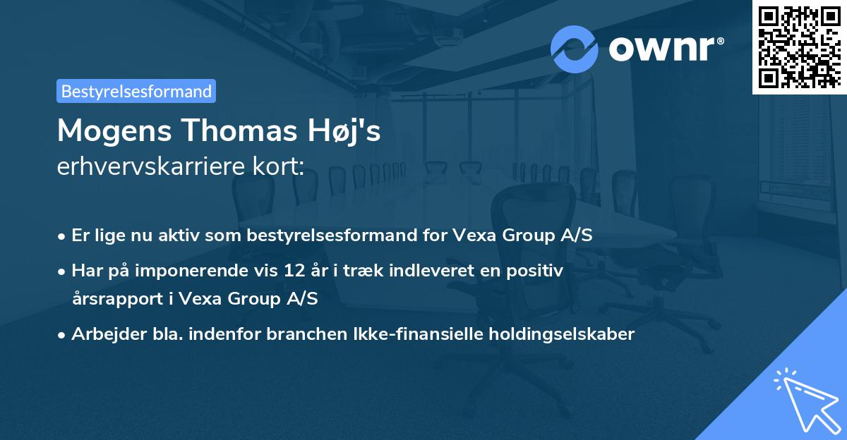 Mogens Thomas Høj's erhvervskarriere kort