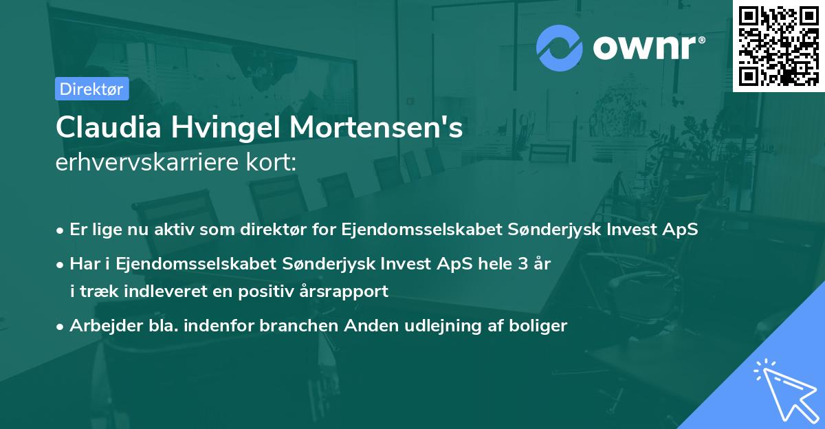 Claudia Hvingel Mortensen's erhvervskarriere kort
