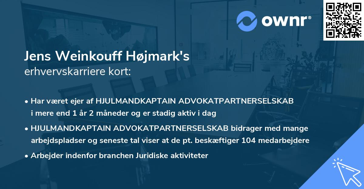 Jens Weinkouff Højmark's erhvervskarriere kort