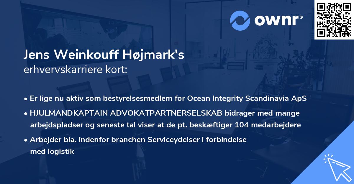 Jens Weinkouff Højmark's erhvervskarriere kort