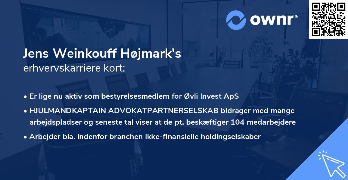 Jens Weinkouff Højmark's erhvervskarriere kort