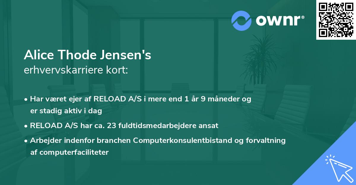 Alice Thode Jensen's erhvervskarriere kort