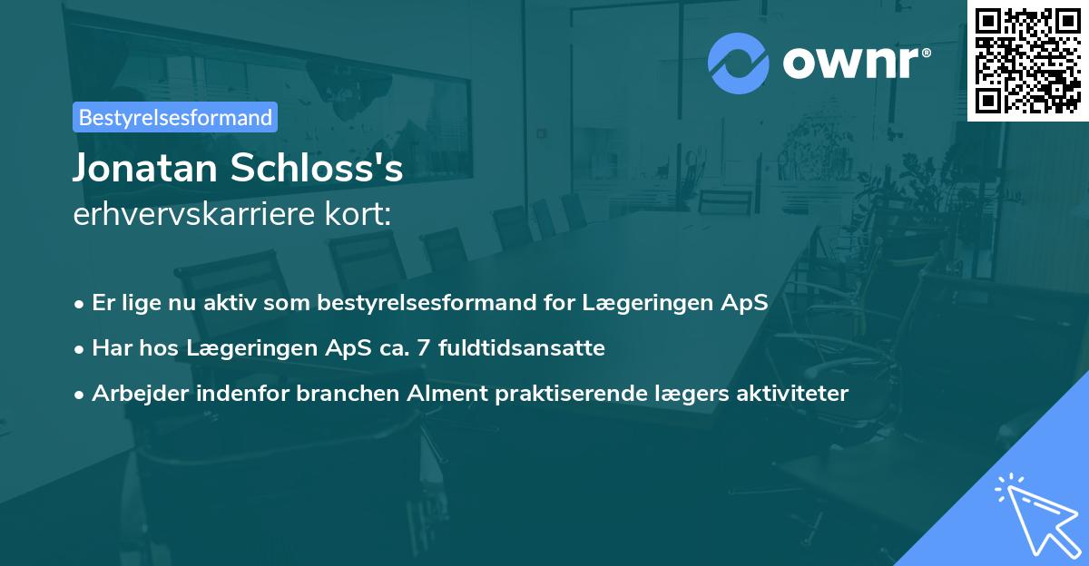 Jonatan Schloss's erhvervskarriere kort