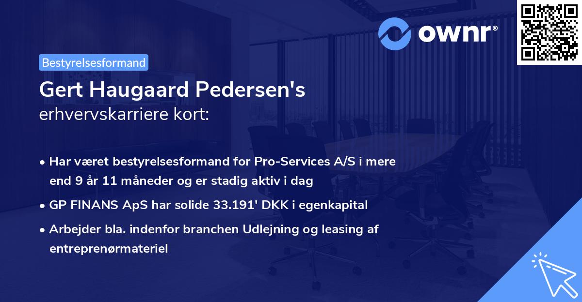 Gert Haugaard Pedersen's erhvervskarriere kort
